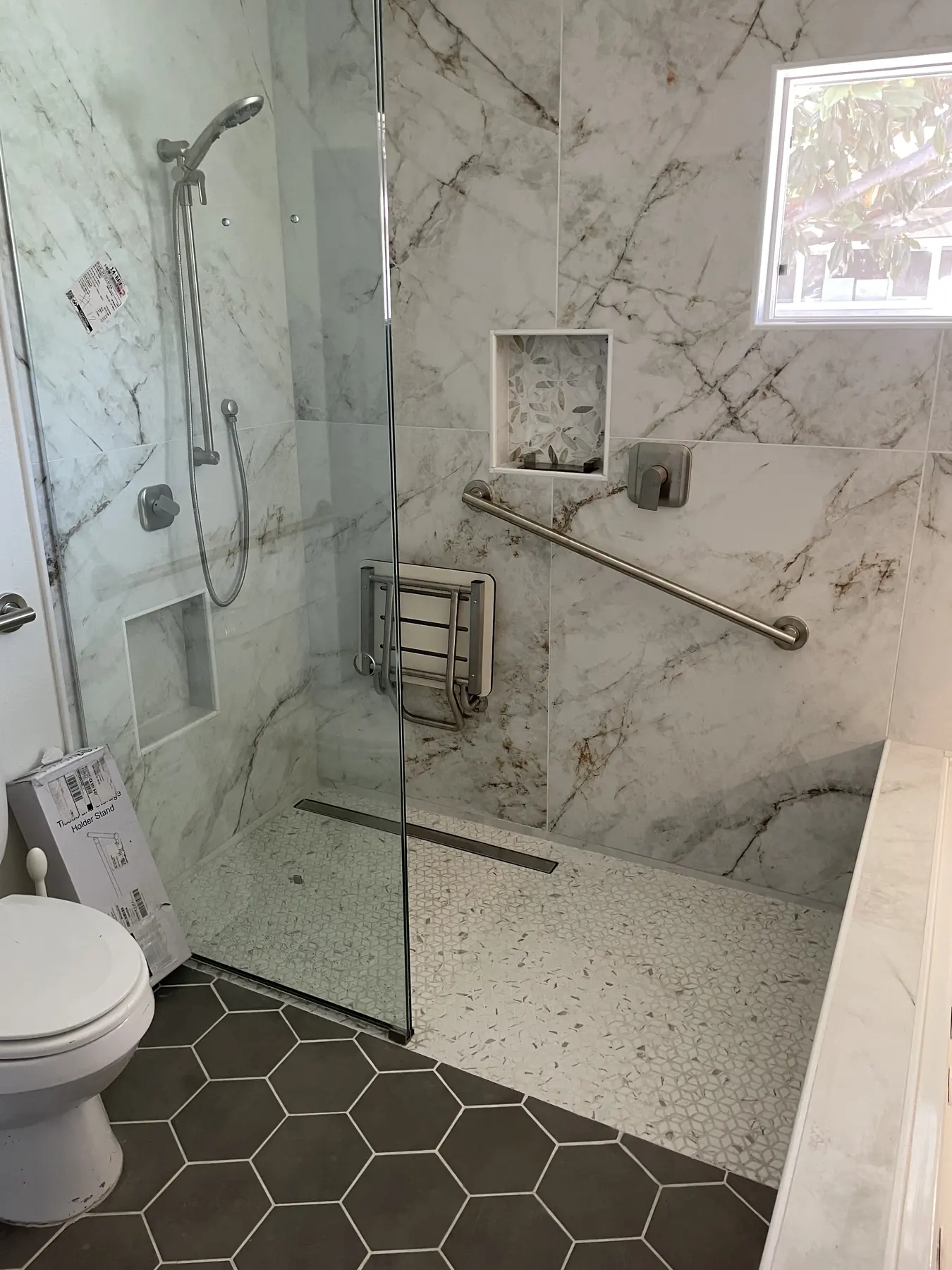 Accessible bathroom with roll-in shower in San Diego