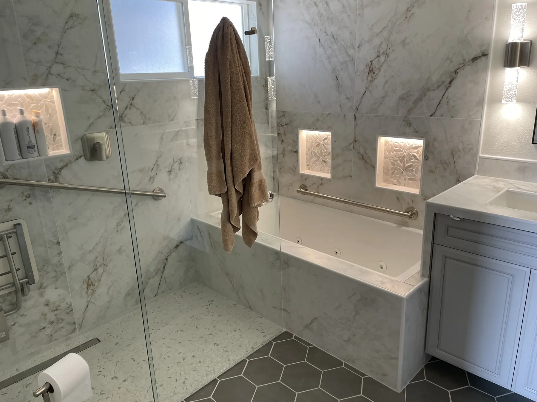 Accessible bathroom with roll-in shower, San Diego — after photo 7