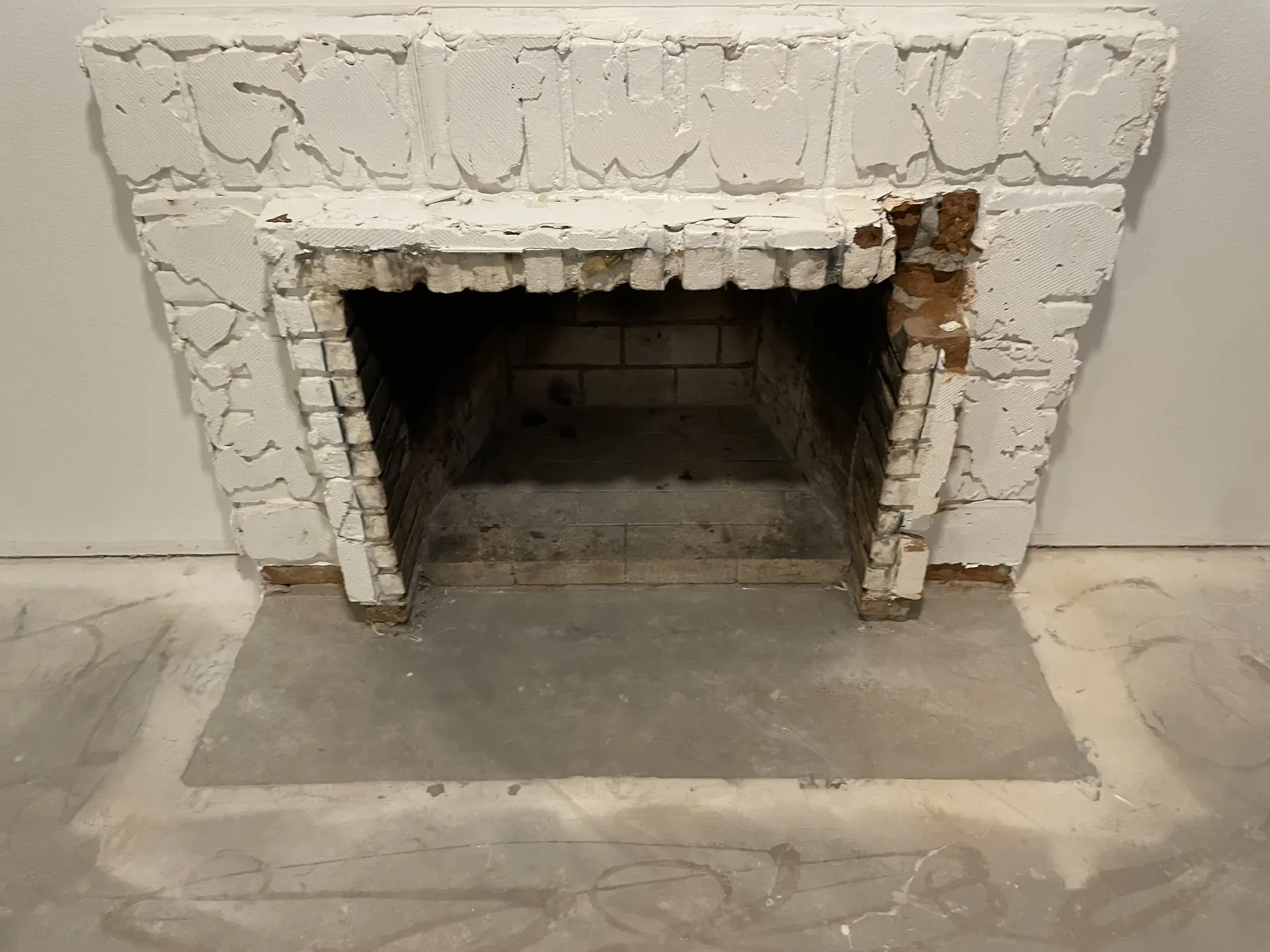 Grout-free clay tile fireplace, San Diego — before photo 1