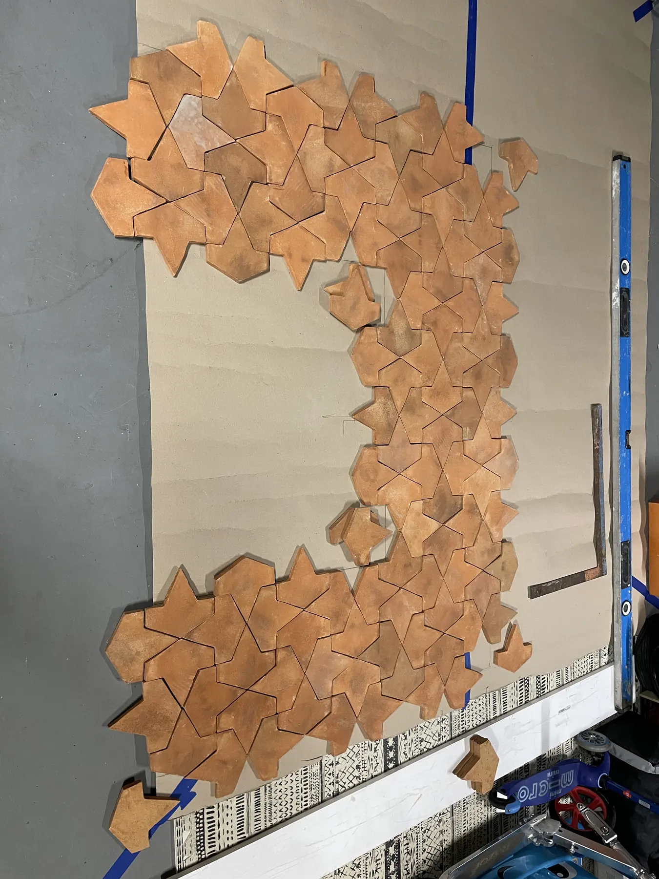 Grout-free clay tile fireplace, San Diego — during photo 1