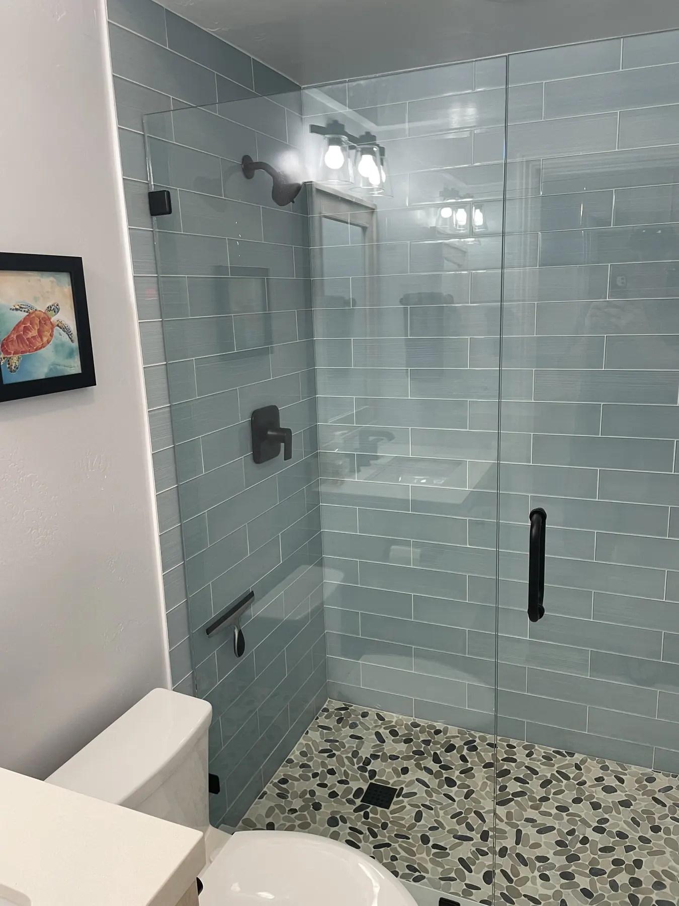 Glass tile shower in La Costa